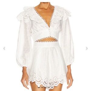 Zimmermann White Lace Trim Blouse